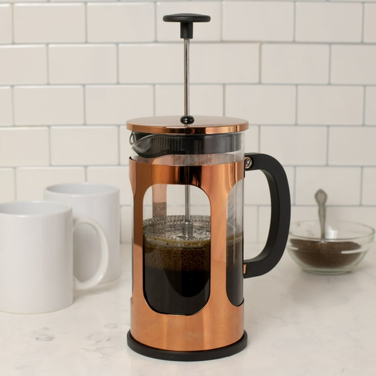 Brass Tone 34 Ounce Large Glass and Stainless Steel French Press