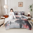 thumbnail image 4 of Manfei Cherry Blossoms Full Size Comforter Sets 3-Piece for Boys Girls,Pink Sakura Bedding Comforter Set,Japanese Style Lightweight Bedding Sets,Luxury Bedroom Decor, 4 of 8