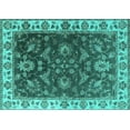 thumbnail image 1 of Ahgly Company Machine Washable Indoor Rectangle Oriental Turquoise Blue Industrial Area Rugs, 4' x 6', 1 of 4