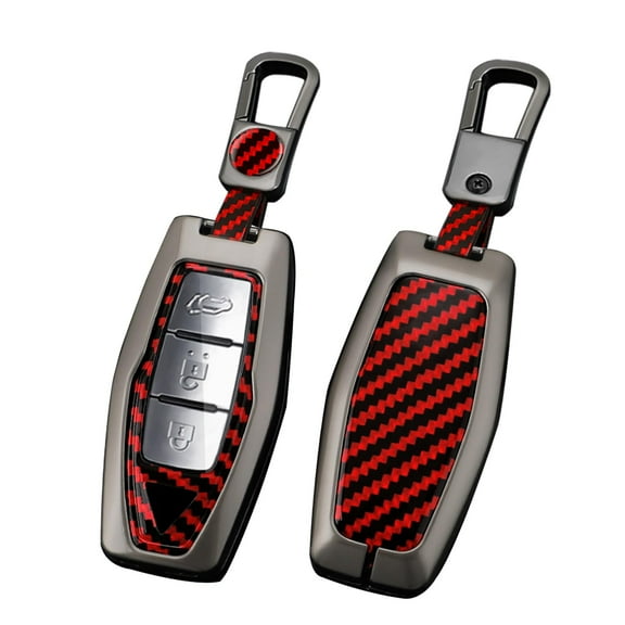 Carbon Pattern Car Key Cover Fit for Mitsubishi Outlander 2022 2023 2024 2025,Smart Remote Key Fob Case,with Keychain,Scratch Resistant Key Skin