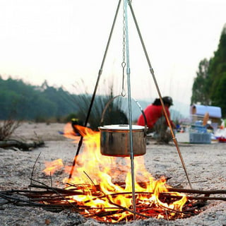 Lot45 Campfire Tripod for Cooking Stand Over Fire Camp Grill - 60-40in  Adjustable Camping Tripod for Cooking Dutch Oven