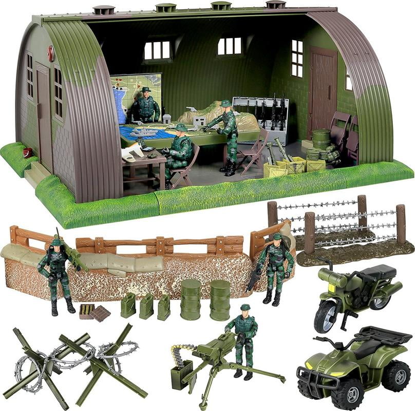 Click Nâ Play Mega Military Army Base Barrack Command Center Play Set With Accessories, 74