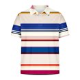 thumbnail image 4 of ZCFZJW Mens Striped Color Block Print T-Shirts Lightweight Casual Summer Short Sleeve Button up V Neck Henley Shirts Loose Regular Fit Comfy Workout Tees Tops Multicolor#01 L, 4 of 5