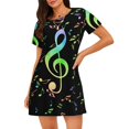 thumbnail image 1 of Balery Motif Notes de Musique Chemise de Nuit à Manches Courtes Col Rond Mignonne Robe de Nuit Confortable Vêtements de Détente, 1 of 6