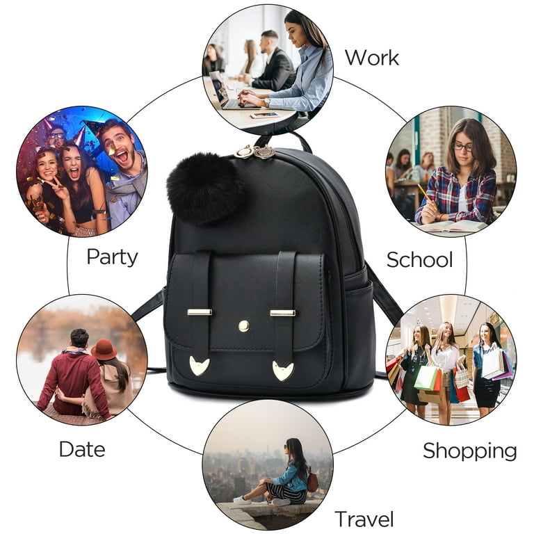 Jollebone New Mini PU Leather Backpack, Fashionable Little Purse Bookbag  for Girls and Women, Pink Gold - Walmart.com