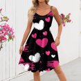 thumbnail image 4 of Valentines Day Cocktail Women's Vintage Dress Sleeveless Heart Print Evening Prom Swing A Line Dress Hot Pink S, 4 of 4