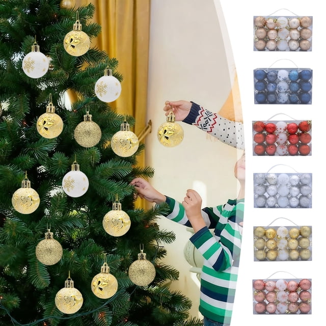 mtvxesu 30-Piece Shatterproof Plastic Christmas Ball Ornaments Set for Tree and Party Decorations In Multiple Styles