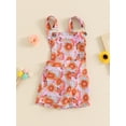 thumbnail image 6 of Aojekbee Little Girl Sleeveless Overalls Shorts Daisy/Sunflower Butterfly Print Pocket Front Suspender Jumpsuit for Summer, 6 of 10