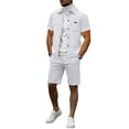 thumbnail image 7 of BLTIBY Men Summer Sets Outfits 2 Piece Waffle Button down Lapel Shirts and Shorts Tracksuits Soft Resort Wear White L, 7 of 7