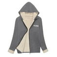thumbnail image 4 of XPMWRP Women's Oversized Zip Solid Color Casual Hooded Fleece Jacket Unisex Fall Winter Warm Plush Lined Sherpa Long Sleeve Coat Gray XXL, 4 of 7