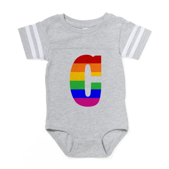 CafePress - Rainbow Letter C - Cute Infant Baby Football Bodysuit