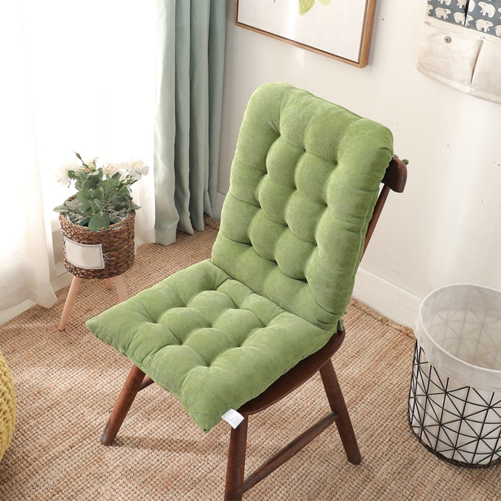 JeashCHAT Outdoor Bench Cushion, Patio Furniture Cushions, Tufted Front Porch Rocking Chair Seat Pads with Ties, Foldable High Back Chair Cushion, Indoor Seat/Back Chair Cushion, 40"x18", Green