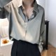 thumbnail image 1 of Camisas y blusas con acabado satinado que combinan con todo para mujer, Top informal OL de manga larga con botones, camisas elegantes, blusas francesas sólidas, 1 of 2