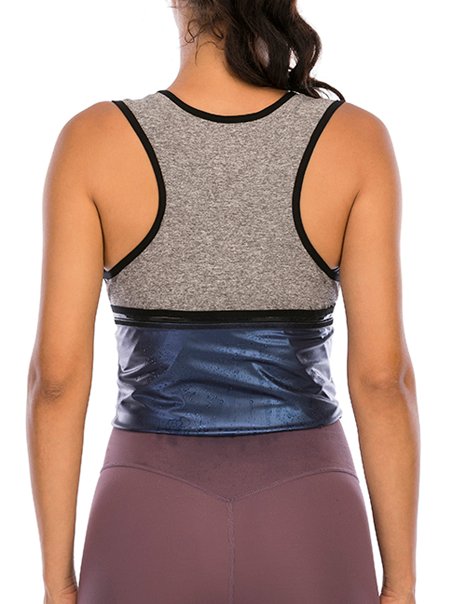 Lilvigor Women's Sauna Suit Sweat Vest – Waist Trainer Shaper Workout Top (S-5XL, Blue/Silver)