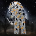 thumbnail image 3 of Halloween Pajamas Halloween Pumpkin Print Plus Size Wide Leg Button Pajamas for Women Set, 3 of 4