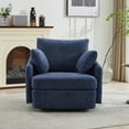 thumbnail image 2 of PORKISS Swivel Accent Chair, Modern Barrel Chair with 2 Thorw Pillows, Oversized Comfy Round Armchair Reading Chair, Comfy Chair for Bedroom Living Room, Navy, 2 of 9