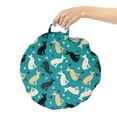 thumbnail image 2 of Cartoon Round Floor Cushion with Handle, Continuous Colorful Cats and Paw Traces Print, Decorative Pillow for Living Room & Dorms, 18" Round, Sea Blue Indigo, by Ambesonne, 2 of 4