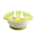 thumbnail image 1 of Baby Suction Bowl Non-slip Defence Fall Baby Bowl Fork Spoon Feeding Tableware for Infant Training Bowl Set (Green), 1 of 9