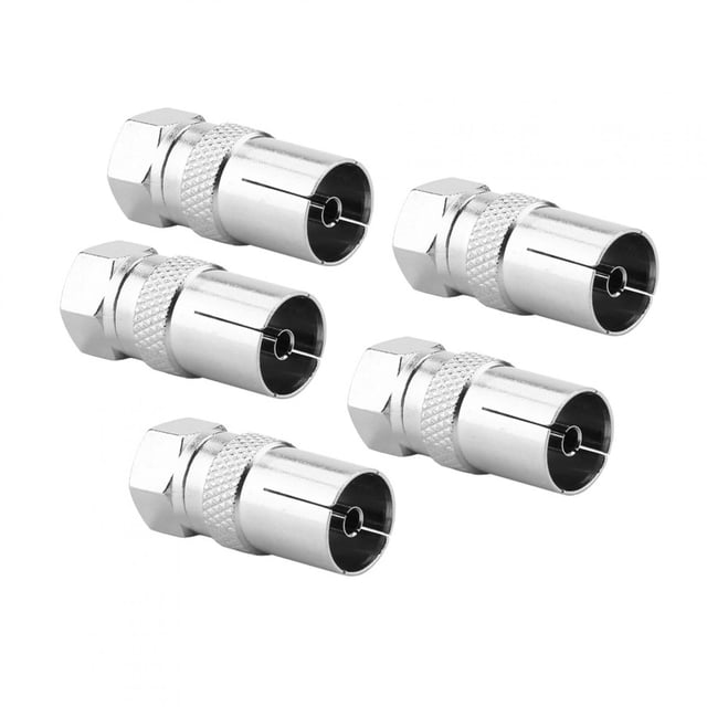 Adaptador de antena de TV, 5 piezas tipo F macho tipo F conector macho tipo F adaptador coaxial diseño elevado Jadeshay A