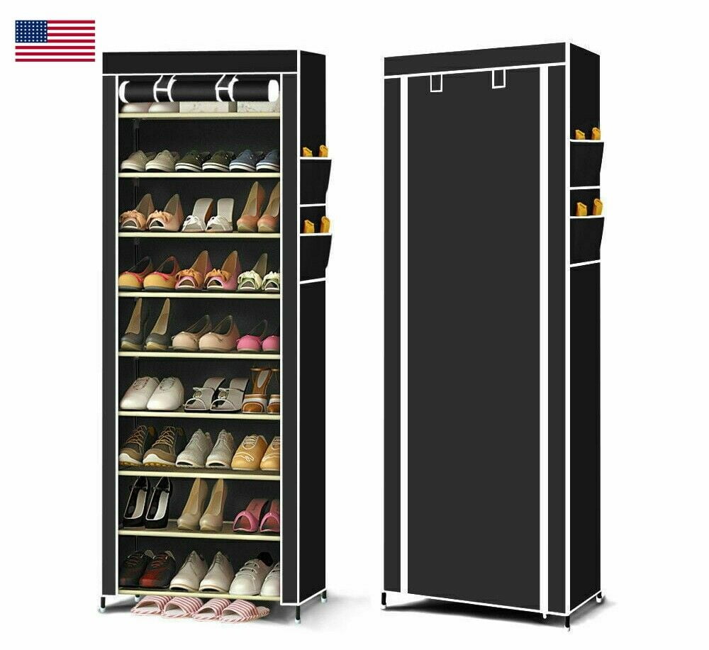 Shoe Rack with Dustproof NonWoven Fabric Cover Closet, 10Tier Shoes