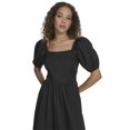 thumbnail image 4 of Falling Flowers Women's Cotton Square Neck Puff Sleeve Flounce Tiered Midi Dress, Sizes XS-XL, 4 of 6