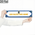 thumbnail image 5 of 2D Flat, Large Vintage God Bless This Home Metal Wall Sign - Ornate Golden Lettering BlueYellow Borders, 4x16 Inch Plaque for Housewarming Gift, Christmas Decor, Church, Office - Easy Install, 5 of 10