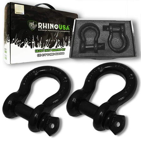 Rhino USA D Ring Shackle (2 Pack) 41,850lb Break Strength – 3/4” Shackle with 7/8 Pin for use with Tow Strap, Winch, Off-Road Jeep Truck Vehicle Recovery, Best Offroad Towing Accessories (Best Truck Winch For The Money)