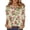 Beige, variant on Women's Fashion Casual Retro Floral Print V-Neck Button Down Three-Quarter Sleeve T-Shirt Top, Chic Blouse for Women,Royal Blue,2XL
