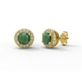 thumbnail image 2 of 1.83 Ct Round Shape Emerald 925 Sterling Silver Gold Vermeil Solitaire Accents Ring Pendant Earring Set Jewelry, 2 of 5
