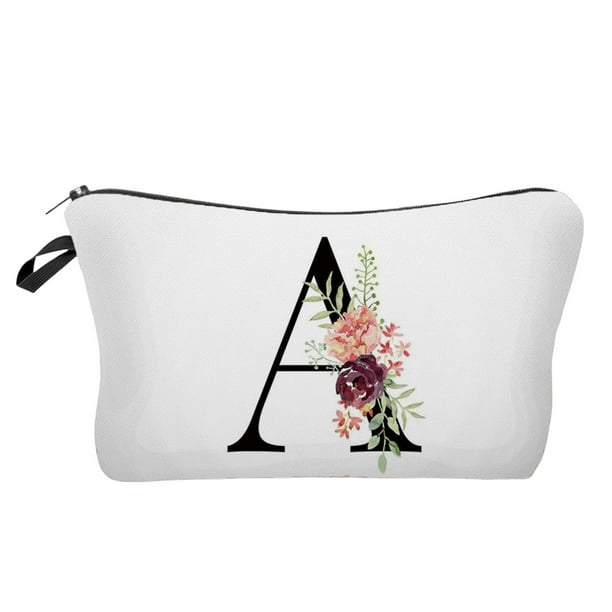 Regalos para las Mujeres Bolsa de Maquillaje de la Carta de la Flor, Bolsa de Maquillaje de la Carta, Bolsa de Maquillaje de la Primera Carta, Regalo de Cumpleaños de las Señoras, Amiga de la Madre, B