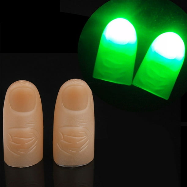 Anillos luminosos LED para dedos (2 pares) para niños, regalos de fiesta, juguetes de vinilo luminosos de 4,5 x 3 cm, anillos luminosos de broma para mayores de 6 años | Artículos divertidos para