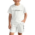 thumbnail image 6 of CUZIBR Toddler Kids Outfit Sets Girls Casual Loose Short Sleeve O-Neck T-Shirts Shorts Letter Print Comfortable Everyday Wear Kids Clothes Sets,White,4-5 Years, 6 of 7