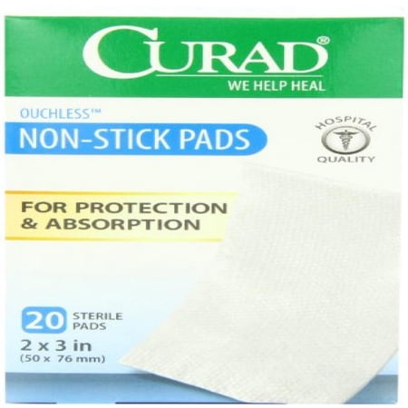 Curad Non-Stick Pads, 2 Inches X 3 Inches, 20 Count