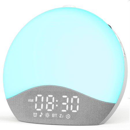 Ecozy Chillio Sunrise Alarm Clock, White Noise Machine with Bluetooth Speaker, 26 Soothing Sounds & 17 Night Lights, for Heavy Sleepers, Adults, Kids