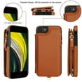 thumbnail image 5 of Wallet Case for Apple iPhone 7 / 8 / SE 3rd 2nd Gen 2022 & 2020, with Crossbody Shoulder Strap & Hand Wrist Cards Holder Zipper Pocket Stand Feature Full Protective Shockpoof Case for Women,Brown, 5 of 7