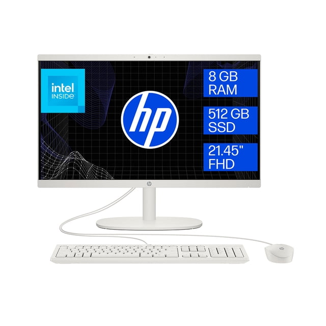 All-in-One HP 22-dg0007la Intel Celeron 4 núcleos 8GB RAM 512GB SSD Blanco