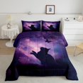 thumbnail image 2 of Castle Fairy Kids Teens Adults Animal Butterfly Black Cat 3 Pieces Queen Comforter Set,Universe Galaxy Ultra Soft Bedding Sets,Abstract Gradient Starry Sky Bedding Comforter Set Breathable, 2 of 8