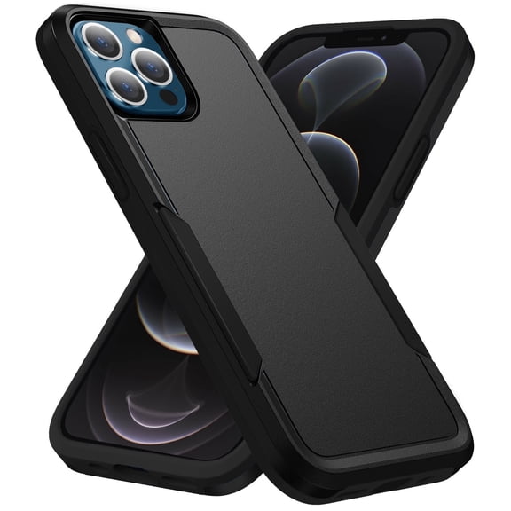 AIOVETEAB Defender Case Designed for iPhone 12 Pro Max case, Heavy Duty Shockproof Rugged Protective Bumper Cover for iPhone 12 Pro Max 6.7 Inch (Black)