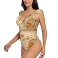 thumbnail image 3 of Yiaed Print Women's Ruffled One Piece Swimsuit V Neck Swimwear Slimming Monokini for Woman-X-Large, 3 of 8