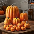 thumbnail image 3 of Coollooc Artificial Pumpkins, 14Pcs White Fake Pumpkins Assorted Pumpkins Large Faux Harvest Pumpkins for Autumn Thanksgiving Halloween Seasonal Holiday Decor Decoration(Orange), 3 of 8