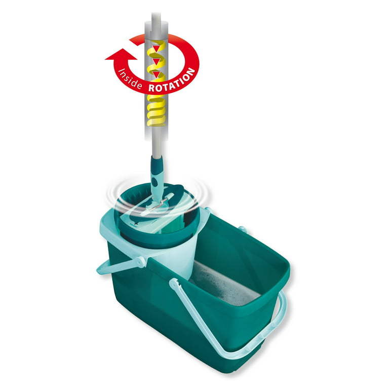 Leifheit Clean Twist Mop Set with Mop and Spin Bucket, Turquoise