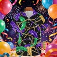 thumbnail image 1 of Ceisia Men's Mardi Gras Festive Print Short Sleeve Button-Up Shirt Collection | Feather & Bead Web Button-Up Shirt Gifts, 1 of 7
