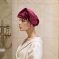 thumbnail image 4 of Unique Bargains 1 Pc Women Adjustable Double Layer Shower Cap for Bathroom Hotel Wine Red, 4 of 6
