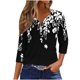 thumbnail image 1 of Camisetas de Manga Corta para las Mujeres Moda Impresa 3/4 Manga Cuello Redondo Top Casual para el Hogar Y Diario, 1 of 5