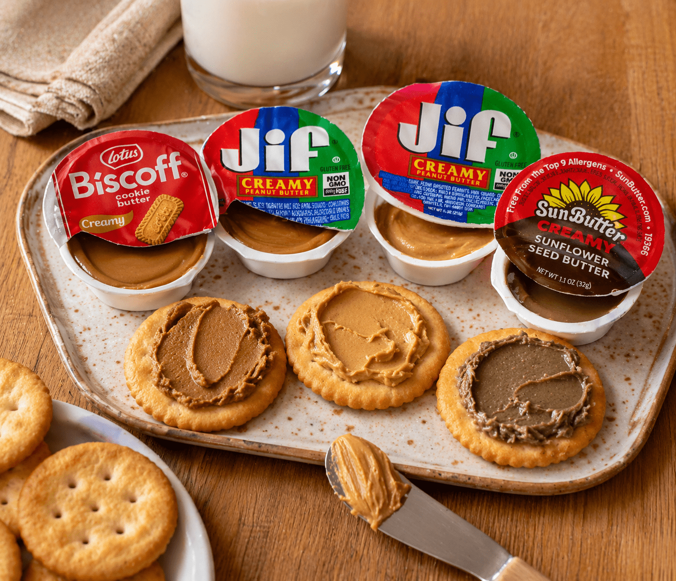 Peanut Butter Cups Variety Pack, 15 Count – Single Serve Snack Pack (5  JIF TO GO, 5 Biscoff Cookie Butter, 5 Sunflower Butter) – On-the-Go Portion Cups for Lunch, Kids & Snacks