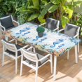 thumbnail image 2 of Seahorse Coastal Table Cloths for 5 Foot Rectangle Tables, Summer Nautical Starfish Coral Ocean Patio Waterproof Elastic Fitted Tablecloths, Washable Rectangular Table Cover for Camping, 2 of 8