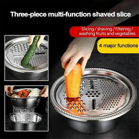 

TUTUnaumb New Hot Sale Multifunctional Stainless Steel Basket Multi-Purpose Slice Planer With Basin Home Storage-Multicolor