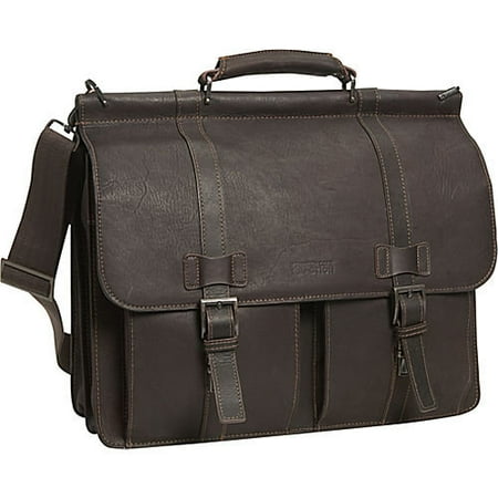 Kenneth Cole Reaction Columbian Leather Dowel Rod Computer Briefcase in Brown