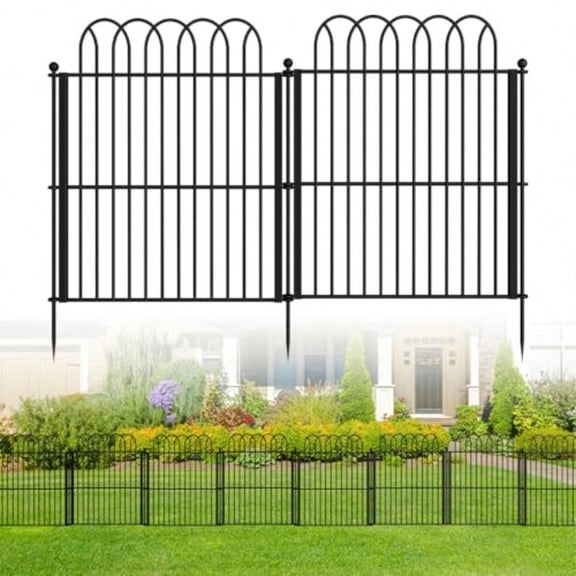 Decorative Garden Fence 17in X11.25ft10 Pack Rustproof Metal No Dig Fence Animal Barrier For Dog Arched Flower Bed Edging Ornamental Wire Border Panel Fencing For Yard Patio Outdoor Decor