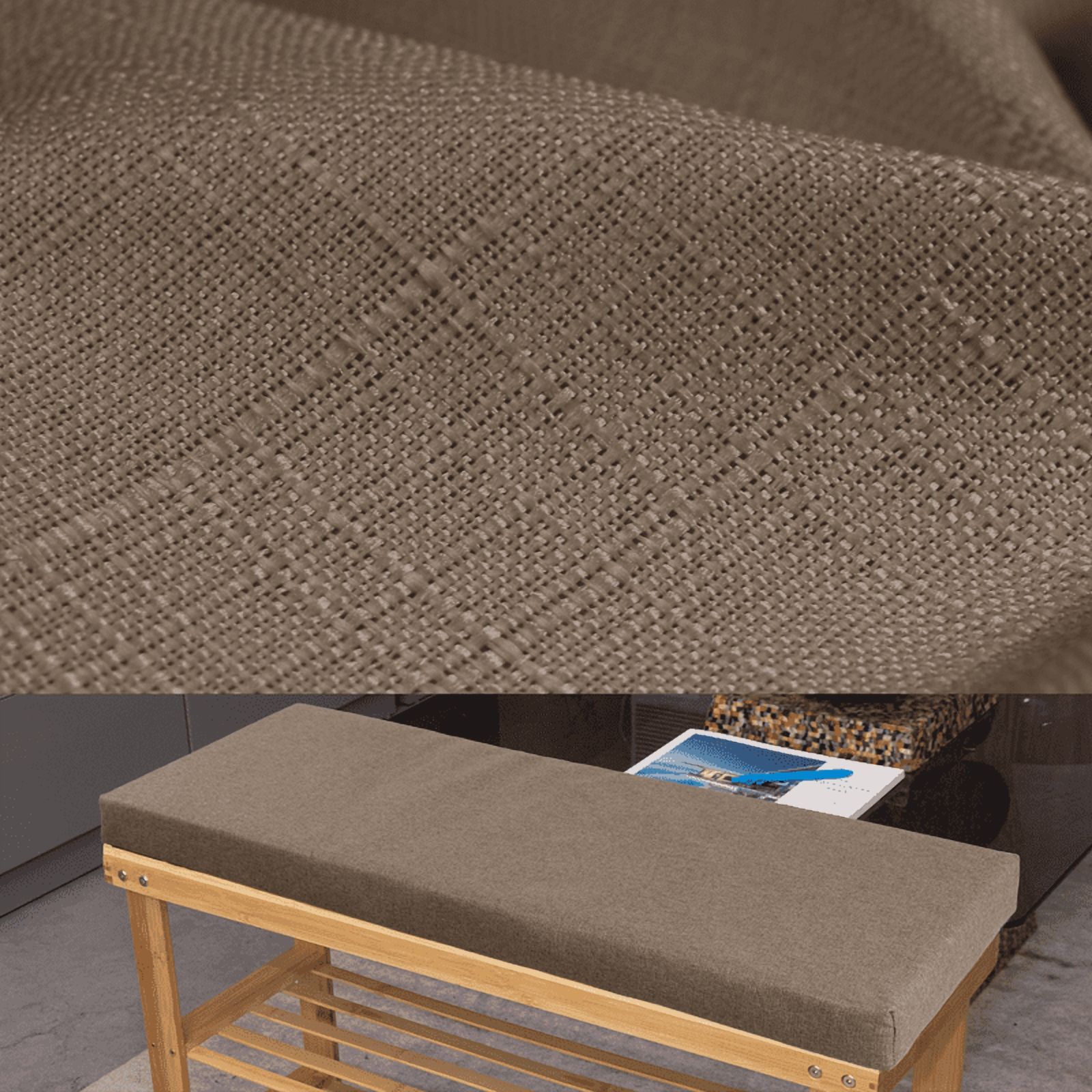 Bench Cushion Pads for Indoor/Outdoor Furniture/Window Seat Chair Sofa Couch Swing Garden 70D High-Resilience Upholstery Thickened Foam 3 Inch Thickness 2 Ties with Beige Non-slip Bottom